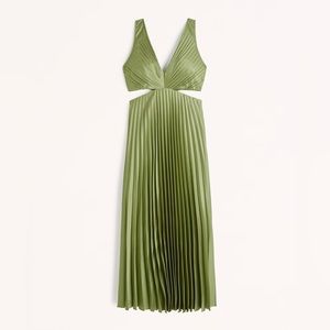 NWT Abercrombie Green Giselle Pleated Cutout Dress